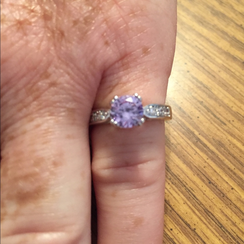 Petite pink square crystal ring